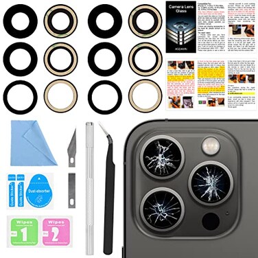 ASDAWN 2PCS Back Rear Camera Lens Glass Replacement for iPhone 13 Pro Max and 13 Pro Camera Glass Lens Replacement with PreInstalled Adhesive Repair Tool Kit Installation Manual