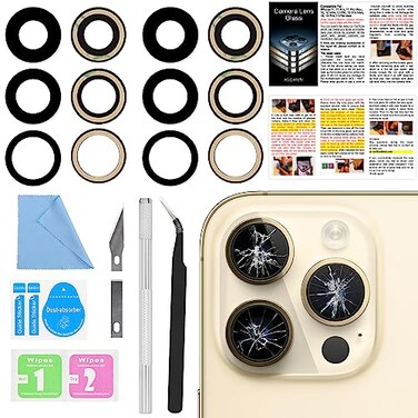 ASDAWN 2PCS Back Rear Camera Lens Glass Replacement for iPhone 14 Pro Max and 14 Pro Camera Glass Lens Replacement with PreInstalled Adhesive Repair Tool Kit Installation Manual
