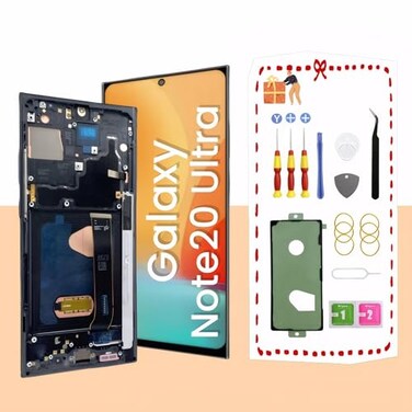 LNONLS OLED for Samsung Galaxy Note20 Ultra 5G LCD Display Screen Assembly Replacement for Samsung Note 20 Ultra Touch Digitizer Screen with Frame Toolkits N985U N986U Black