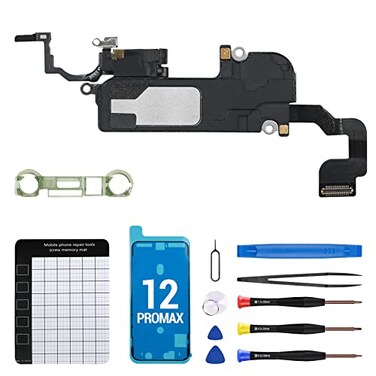 CYKJGS for iPhone 12 Pro Max Ear Speaker Replacement OEM Repair Kit Front Earpiece Module with Ambient Light Sensor Proximity Sensor Connector Fix Tools Kit A2342 A2410 A2411 A2412