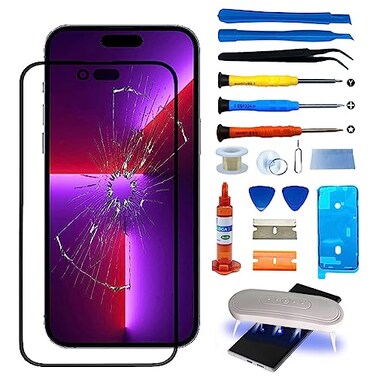Agzssl Screen Replacement for iPhone 14 Pro Max 67 Inch Front Outer Lens Glass Screen Replacement Repair Kit Incl Waterpoof Frame Adhesive and Tool KitNo DigitizerNo LCD