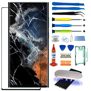 Agzssl Original Samsung Galaxy Note 20 Ultra Front Glass Repair Kit Screen Replacement 67 inch Outer Screen incl Waterpoof Frame AdhesiveRepair Glue and Lamp Tool No DigitizerNo LCD N9860 Series