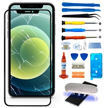 Agzssl Front Screen Glass Replacement Compatible with iPhone 1313 Pro Outer Screen Glass Repair Kit incl Waterpoof Frame AdhesiveRepair Glue and Lamp Tool KitNo DigitizerNo LCD 61inch