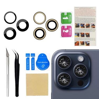 Phoupair Original OEM Back Rear Camera Glass Lens Replacement for iPhone 15 Pro Max 67inches with Adhesive Preinstalled and Repair Tools Set