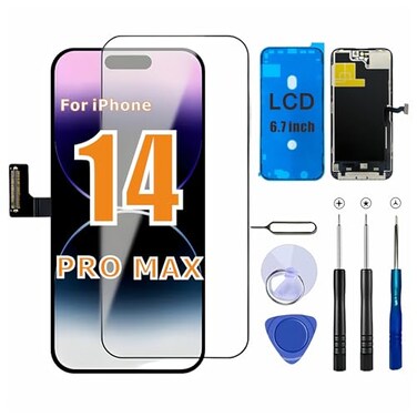 ZTR for iPhone 14 Pro Max Screen Replacement 67 COF LCD Display and Touch Digitizer Full Assembly with Repair Tool Kits 120Hz Promotion Screen Protector for A2651 A2893 A2896 A2895 A2894