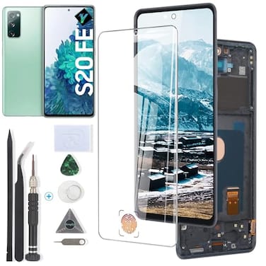 YWLRONG for AMOLED Samsung Galaxy S20 FE Screen Repamcement LCD Display Touch Screen Digitizer Assembly for S20 FE 5G Replacement with ToolsSupport Fingerprint