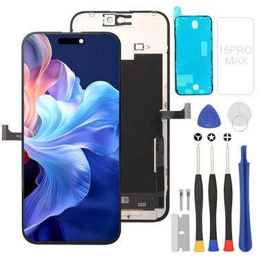 vzmmjut for iPhone 15promax Screen Replacement Kit Full Assembly with True Tone iPhone 15pro max Replacement for A2849 A3105 A3106 A3108 LCD Display Digitizer Screen with 3D Touch and Repair Tools