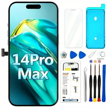 LMQ for iPhone 14 Pro Max Screen Replacement 67 inch3D Touch Screen LCD Display Full HD Repair Kit Digitizer Assembly with Repair Tool Screen ProtectorTruetone programableWaterproof Frame