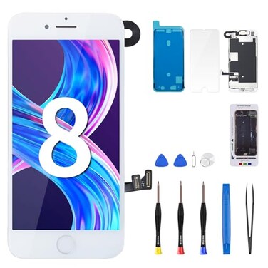 DGSCSMY for iPhone 8 Screen Replacement for iPhone SE 2020 White 47 with Home Button Full Assembly Front Camera Earpiece Speaker 3D Touch LCD Display Digitizer Glass Fix Tools kit A1863 A1905 A1906