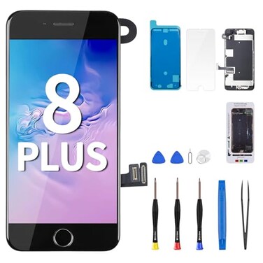 DGSCSMY for iPhone 8 Plus Screen Replacement Home Button Black 55 3D Touch LCD Digitizer Display Earpiece Full Assembly Front Camera Speaker Proximity Sensor Glass Fix Tools kit A1864 A1897 A1898