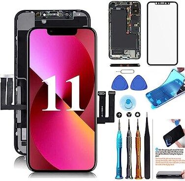 TSIOFO Screen Replacement Compatible for iPhone 11 Screen Replacement 61 inch LCD Display 3D Touch Digitizer Frame Assembly Full Repair Kit with Repair Tools