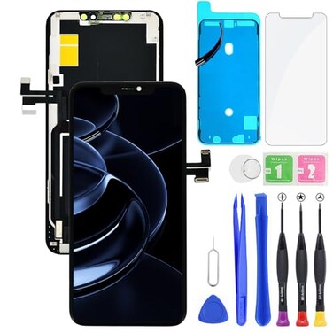 HXAQGP for iPhone 11 Pro Max LCD Display FHD Screen Replacement 3D Touch Digitizer Frame Full Assembly with Repair Tools Kit for 65 inch A2218 A2161 A2220Waterproof AdhesiveScreen Protector