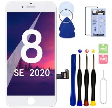 SIMDOG for iPhone 8 SE 2020 2nd Generation Screen Replacement BlackLCD Touch Digitizer with Repair Tools for A2275 A2298 A2296with Screen Protector White 8G