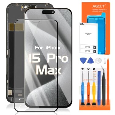 AGCUT TFT for iPhone 15 Pro Max Screen Replacement for iPhone 15 Pro Max LCD Display A2849 A3105 A3106 A3108 LCD Digitizer Touch Screen Assembly Repair Part with Protective FilmTools