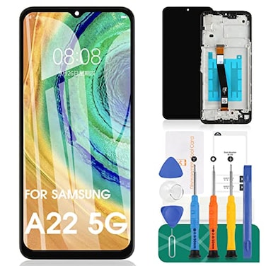 SRJTEK for Samsung Galaxy A22 5G Screen Replacement for Samsung A22 5G LCD for Samsung A22 5G LCD Display for SMA226B SMA226BDSN Digitizer Touch Screen Assembly Repair Parts with Frame