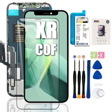 EFAITHFIX for iPhone XR Screen Replacement COF 61 Inch LCD Screen Frame Assembly 3D Touch Display Screen Digitizer for A1984A2105A2106A2108 with Repair Tools kit Tempered Glass Waterproof Adhesive