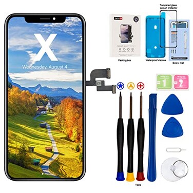 EFAITHFIX for iPhone X LCD Screen Replacement 58 Inch Frame Assembly LCD Display and 3D Touch Screen Digitizer with Repair Tools Kit for A1865A1901A1902 with Waterproof Adhesive Tempered Glass