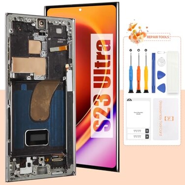 Arbilato OLED Screen for Samsung Galaxy S23 Ultra Screen Replacement for S23 Ultra LCD Screen SMS918B Touch Display Digitizer Assembly Repair Parts with Framewith Fingerprint FunctionOnly Fit US Versi