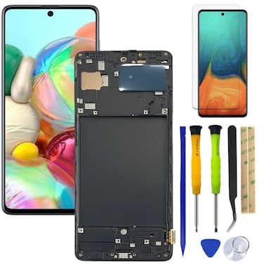 HQB-STAR LCD Display Touch Screen Digitizer Assembly with Frame Replacement for Samsung Galaxy A71 4G SMA715F SMA715FDS SMA715FDSN 67Tools NOT for A71 5G