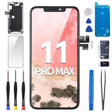 BESJMYT for iPhone 11 Pro Max Screen Replacement 65 with Ear Speaker Proximity Sensor 3D Touch Display Digitizer Full Assembly with Repair Kits Waterproof Adhesive Glass Fix Tools A2161 A2220 A2218