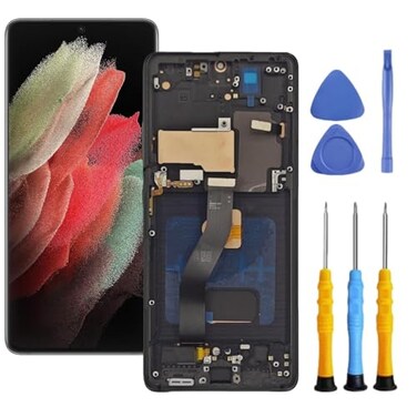ZTOOYO AMOLED for Samsung Galaxy S21 Ultra 5G Screen Replacement with Frame for Samsung S21 Ultra Screen Replacement kit SMG998u G998a G998w LCD Touch Display digitizer with Tools Black