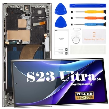 SRJTEK OLED for Samsung S23 Ultra LCD Digitizer Replacement for Samsung S23 Ultra 5g Display Screen Replacement for Samsung SMS918 Touch Screen Repair Kits with Framewith Fingerprint Function Black