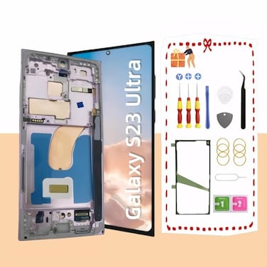LNONLS OLED for Samsung Galaxy S23 Ultra 5G LCD Screen Replacement for Samsung S23 Ultra Touch Digitizer Screen Display Assembly with Frame Toolkits S918U S918A US VersionLavender