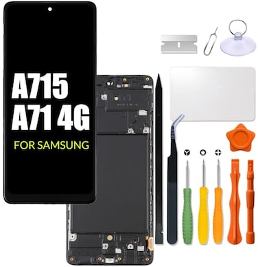 HWszyss Replacement for Samsung Galaxy A71 LCD Screen with Frame INCELL for Samsung A715 A715F Touch Screen Digitizer Assembly SMA715FDS A715W Internal LCD Display with Repair kitNo Fingerprint Functi