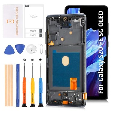 Olivechard S20 FE 4G G7805G G781 OLED LCD Display Cloud Navy Frame 643 for Samsung Galaxy S20 FE 45G LCD Screen Display Replacement Touch Digitizer Assembly Kit smg781buu1wnv smg780fg