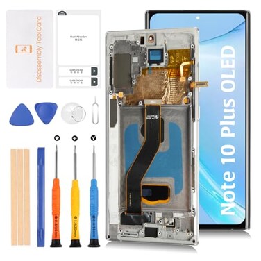 Olivechard Note 10 Plus 5G OLED LCD Display Aura White Frame for Samsung Galaxy Note105G SMN975U N975W N976U 68 LCD Screen Display Replacement Touch Digitizer Assembly Kit