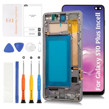 Olivechard InCell S10 Plus Display Screen Replacement No Fingerprint Function for Samsung Galaxy S10 Plus with Midnight Black Frame G975FDS G975U G975W LCD Screen Touch Digitizer Assembly