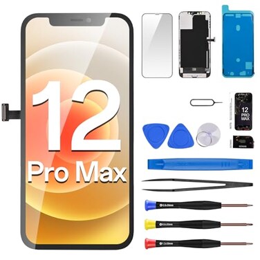 DGSCSMY for iPhone 12 Pro Max Screen Replacement 3D Touch LCD Display Digitizer Full Assembly Repair 67 Front Glass Magnet Pad Fix Tools Kit A2342 A2410 A2411 A2412