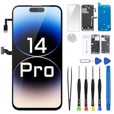 DGSCSMY Screen Replacement for iPhone 14 Pro 61 LCD Display Digitizer with Earpiece Ambient Light Sensor 3D Touch Full Assembly Repair Proximity Sensor Tools Kit A2890 A2650 A2889 A2892 A2891
