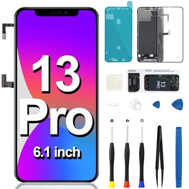 FOOBONG for iPhone 13 Pro Screen Replacement with Earpiece Speaker Proximity Sensor Flex Cable LCD Display Frame 3D Touch Digitizer Repair Tool Kit Full Assembly A2638 A2483 A2636 A2639 A2640 61 inch