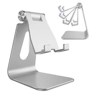 CreaDream Adjustable Cell Phone Stand Phone Stand Cradle Dock Holder Aluminum Desktop Stand Compatible with Phone Xs Max Xr 8 7 6 6s Plus SE Charging Accessories DeskAll Mobile PhonesSilver