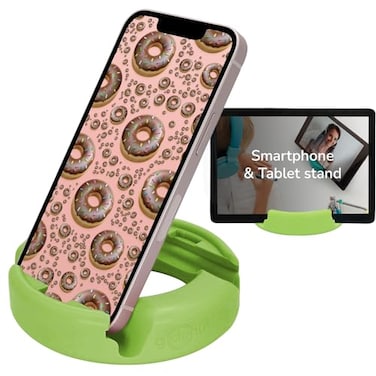 GoDonut Original Smartphone and Tablet Stand Compatible with Devices UP to 05 Thick Including Protective Cases for use at Work at Home Travel and onthego Lime Green