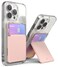 Ringke Stand Slot Card Holder Phone Wallet Stick on Stand ID Credit Card Holder for Phone Case Solid Card Wallet with Phone Kickstand Compatible with iPhone Galaxy Android Clear Peach Pink