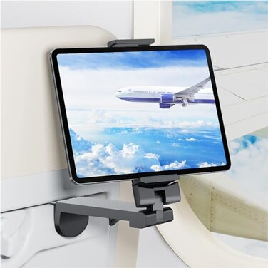 Huogantom Airplane Tablet Holder Mount Travel Essential Handsfree Tablet Stand with 360 Degree Rotation Maximum 76 Clamp Opening Compatible with iPadGalaxy Tabs Only Fits 711 Tablets