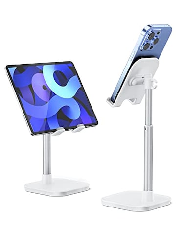 narmle Cell Phone Stand Adjustable Height Phone Stand for Desk Eye Level Desktop Phone Holder Compatible with iPhone Pro Max Samsung and All Mobile Phones up to 10