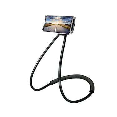 Chapter Seven Universal Smart Mobile Phone StandHanging on Neck Cell Phone Mount Holder Flexible Lazy Bracket DIY Free Rotating for Multiple Functions Black