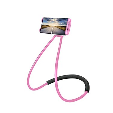 Chapter Seven Universal Smart Mobile Phone StandHanging on Neck Cell Phone Mount Holder Flexible Lazy Bracket DIY Free Rotating for Multiple Functions Black Pink