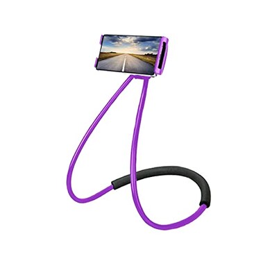 Chapter Seven Universal Smart Mobile Phone StandHanging on Neck Cell Phone Mount Holder Flexible Lazy Bracket DIY Free Rotating for Multiple Functions Black Purple