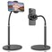 Klsniur Cell Phone Stand Adjustable Height Angle Gooseneck Stand for Desk Flexible Arm Universal Holder Aluminum Alloy Desktop Recording Compatible with 357 Device Black