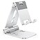 OMOTON Foldable Cell Phone Stand C4 Portable Aluminum Phone Holder Adjustable Phone Dock Cradle for iPhone 171615 Pro Max Air Small Tablets Smart Phones Women Men Gift for Fathers Day Silver