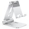 OMOTON Foldable Cell Phone Stand C4 Portable Aluminum Phone Holder Adjustable Phone Dock Cradle for iPhone 171615 Pro Max Air Small Tablets Smart Phones Women Men Gift for Fathers Day Silver