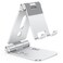 OMOTON Foldable Cell Phone Stand C4 Portable Aluminum Phone Holder Adjustable Phone Dock Cradle for iPhone 171615 Pro Max Air Small Tablets Smart Phones Women Men Gift for Fathers Day Silver