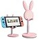 OATSBASF Cell Phone Stand Adjustable Cute Bunny Phone Stand for Desk Kawaii Phone Holder Stand Compatible with All Mobile Phones iPhone Kindle Switch Pink