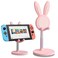 OATSBASF Cell Phone Stand Adjustable Cute Bunny Phone Stand for Desk Kawaii Phone Holder Stand Compatible with All Mobile Phones iPhone Kindle Switch Pink