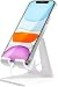Crpich Acrylic Cell Phone Stand Portable Phone Holder White Phone Stand for Desk Compatible with Phone16 15 14 13 12 Pro Max Mini 11 Plus Switch Android Smartphone Pad Tablet Desk Accessories