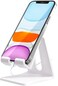 Crpich Acrylic Cell Phone Stand Portable Phone Holder White Phone Stand for Desk Compatible with Phone16 15 14 13 12 Pro Max Mini 11 Plus Switch Android Smartphone Pad Tablet Desk Accessories